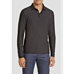 Robert Barakett Men Size Large? Hickman L/S Polo Shirt Black *SEE MEASUREMENTS*